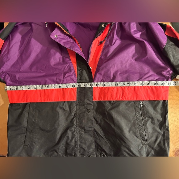 Vintage 1980s ISPO Colorblock Windbreaker Neon Pink Purple Black G/L - Picture 7 of 7